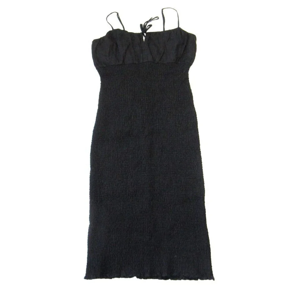 NWT J.Crew Smocked Linen in Black Tank Dress 14T